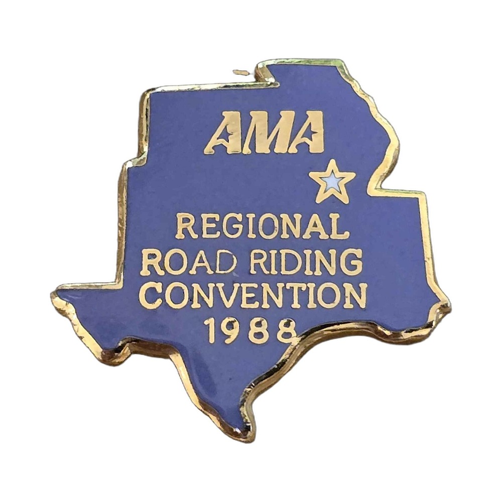 Vintage 1988 Ama Regional Road Riding Convention Texas Lapel Vest Hat Pin J21